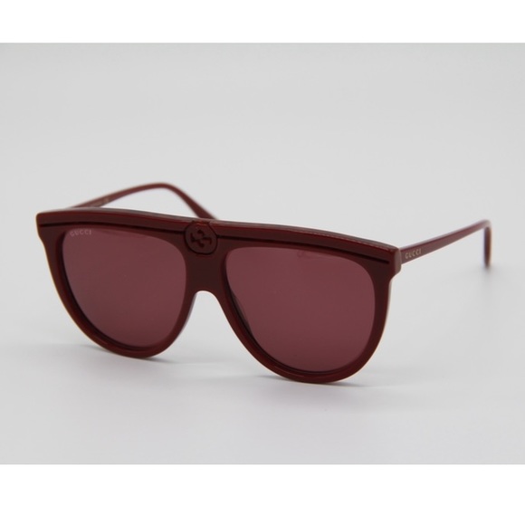 NEW GG0732S 003 UNISEX SHIELD SUNGLASSES GUCCI GG0732S BURGUNDY - Picture 3 of 13